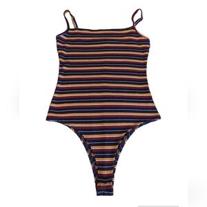 Honey punch bodysuit with color line Red blue yellow size S